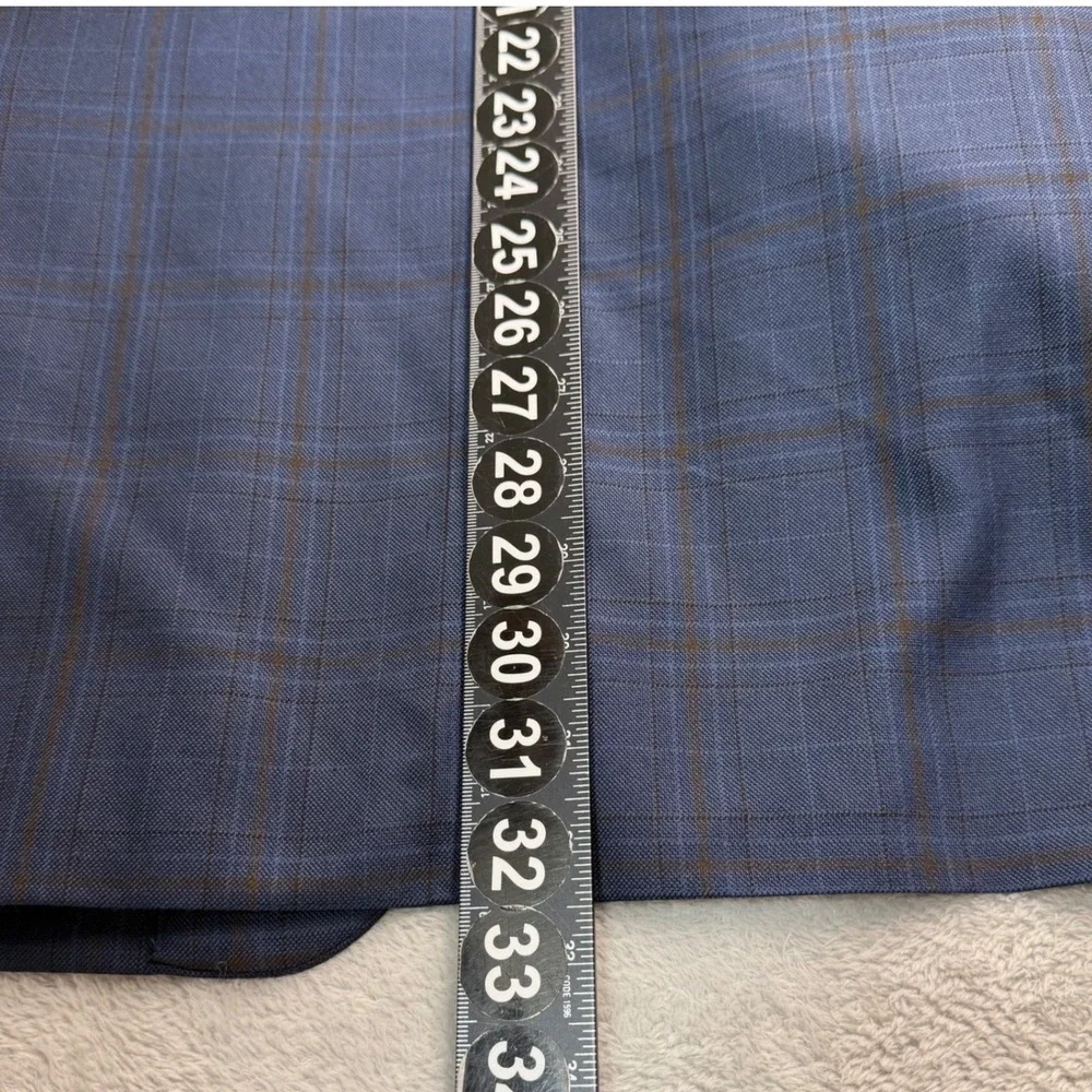 Jos. A. Bank Blazer Men 48L Blue Plaid Signature Collection Silk Wool Sport Coat
